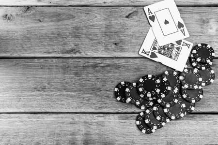 Poker chips, money and gambleの写真素材