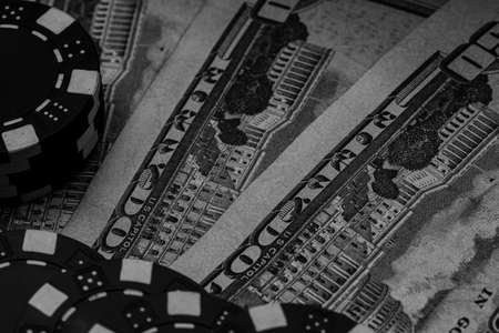Poker chips, money and gambleの写真素材
