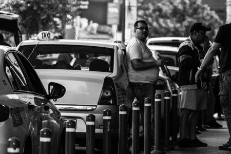 Car traffic, pollution, traffic jam city downtown Bucharest, Romania, 2022
