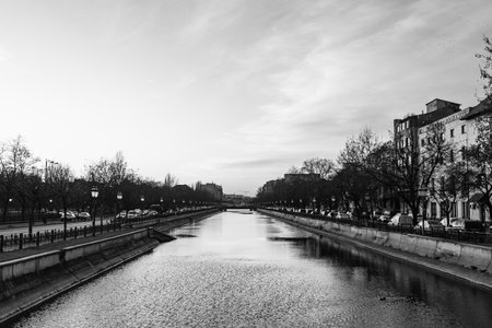 Car traffic, pollution, traffic jam city downtown Bucharest, Romania, 2022のeditorial素材