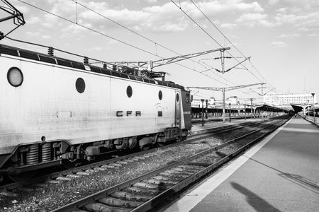 Train at Bucharest North Railway Station (Gara de Nord Bucharest) Romania, 2022のeditorial素材