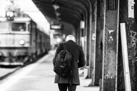 Train at Bucharest North Railway Station (Gara de Nord Bucharest) Romania, 2022のeditorial素材