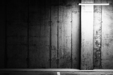 Empty parking lot at underground parking garageの写真素材