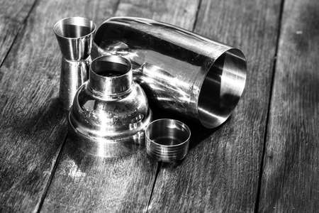 Cocktail shaker, bar accessories. Bar conceptの写真素材