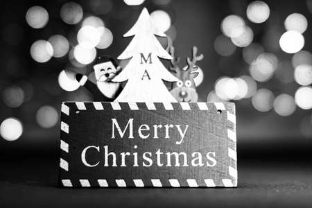 Decorated Christmas ornaments and blurred lightsの写真素材