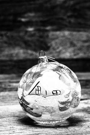 Decorated Christmas ornaments and blurred lightsの写真素材