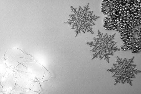 Decorated Christmas ornaments and blurred lights