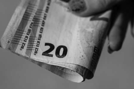 Money EURO banknotes. Inflation and economy concept in Europeの写真素材