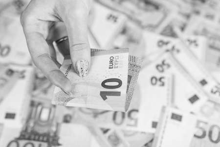 Money EURO banknotes. Inflation and economy concept in Europeの写真素材