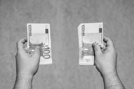 Money EURO banknotes. Inflation and economy concept in Europeの写真素材