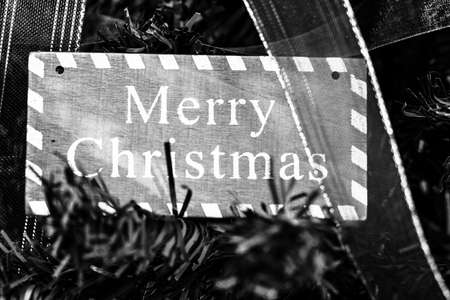 Decorated Christmas ornaments and blurred lightsの写真素材