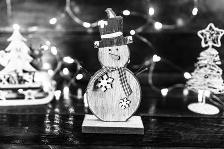 Decorated Christmas ornaments and blurred lightsの写真素材