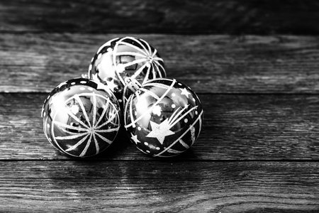 Decorated Christmas ornaments and blurred lights