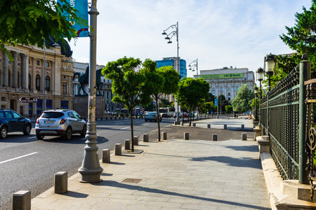 Car traffic, pollution, traffic jam in the morning and evening in the capital city of Bucharest, Romania, 2022のeditorial素材