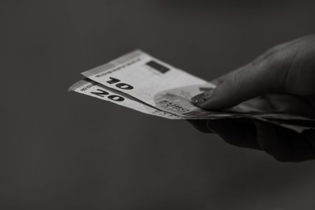 EURO banknote, photo of EUR currency. EUR money inflation in Europe