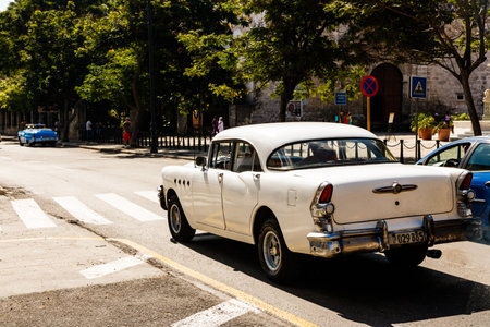 Classic American car used as private taxi in Havana, Cuba, 2022のeditorial素材