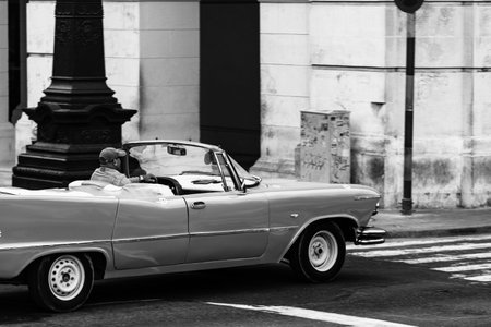 Classic American car used as private taxi in Havana, Cuba, 2022