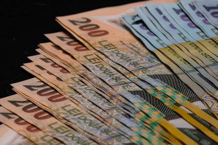 Romanian LEI currency. Europe inflation, LEI money