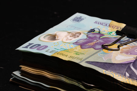 Romanian LEI currency. Europe inflation, LEI moneyの写真素材