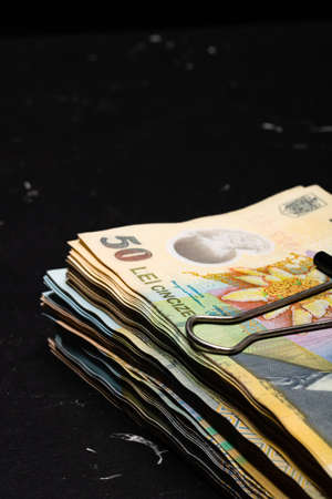Romanian LEI currency. Europe inflation, LEI moneyの写真素材