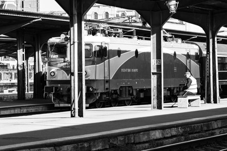Train at Bucharest North Railway Station (Gara de Nord Bucharest) Romania, 2022のeditorial素材