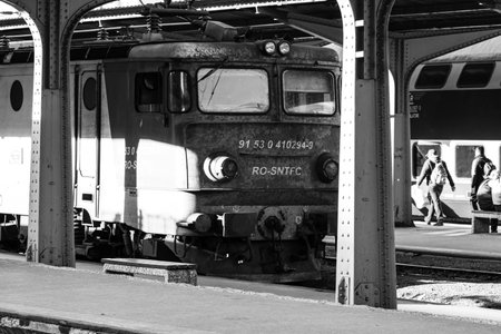 Train at Bucharest North Railway Station (Gara de Nord Bucharest) Romania, 2022のeditorial素材