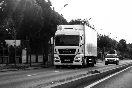 Car traffic, pollution, traffic jam in Bucharest, Romania, 2022のeditorial素材