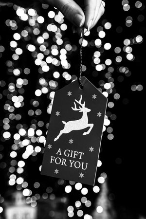 Decorated Christmas ornaments and blurred lights