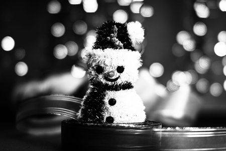 Decorated Christmas ornaments and blurred lights