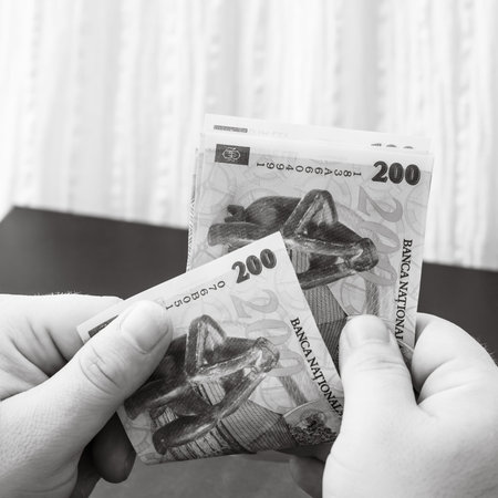 LEI Romanian money. RON Leu money european currency and inflation