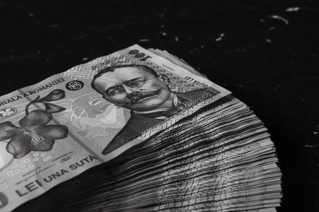 LEI Romanian money. RON Leu money european currency and inflationの写真素材