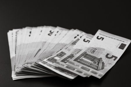 Euro banknotes. Inflation, expenses and income. Finance and savings in EURO currencyの写真素材