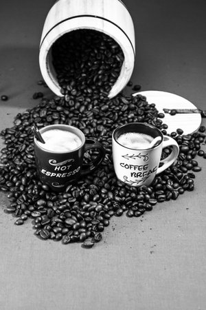 Black coffee cup. Breakfast coffee conceptの写真素材
