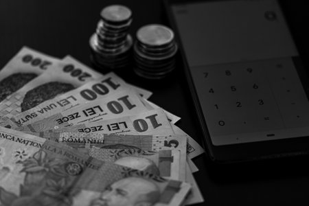 Poker chips, money and gambleの写真素材