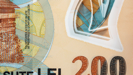 Romanian LEI Currency Banknote. RON Money European Currencyの写真素材