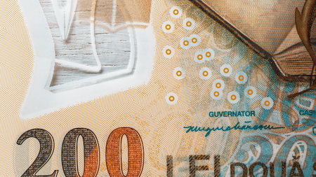 Romanian LEI Currency Banknote. RON Money European Currencyの写真素材