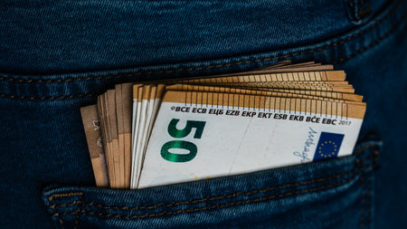 EURO currency. Europe inflation, EUR money. European Union currenyの写真素材