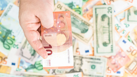EURO currency. Europe inflation, EUR money. European Union currenyの写真素材