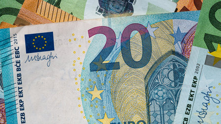 EURO currency. Europe inflation, EUR money. European Union curreny