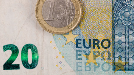 EURO currency. Europe inflation, EUR money. European Union currenyの写真素材