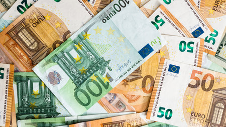 EURO currency. 100 and 50 EUR money. European Union currenyの写真素材