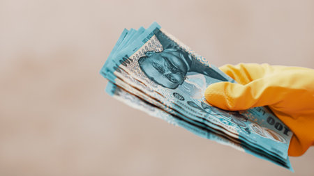 Romanian LEI Currency Banknote. RON Money European Currencyの写真素材