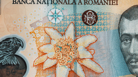 Romanian LEI Currency Banknote. RON Money European Currencyの写真素材