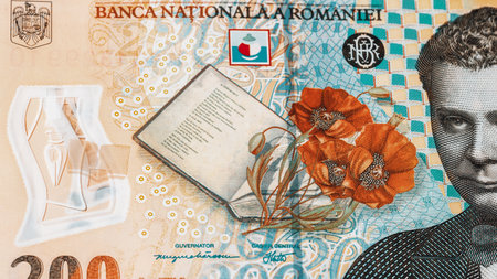 Romanian LEI Currency Banknote. RON Money European Currencyの写真素材