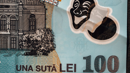 Romanian LEI Currency Banknote. RON Money European Currencyの写真素材