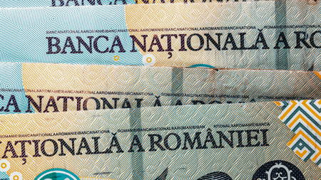 Romanian LEI Currency Banknote. RON Money European Currencyの写真素材