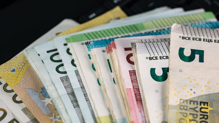 EURO currency. Europe inflation, EUR money. European Union currenyの写真素材