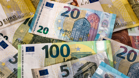 EURO currency. Europe inflation, EUR money. European Union currenyの写真素材
