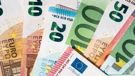 EURO currency. Europe inflation, EUR money. European Union currenyの写真素材