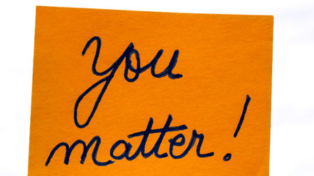 You matter handwriting text close up isolated on orange paper with copy space.の写真素材